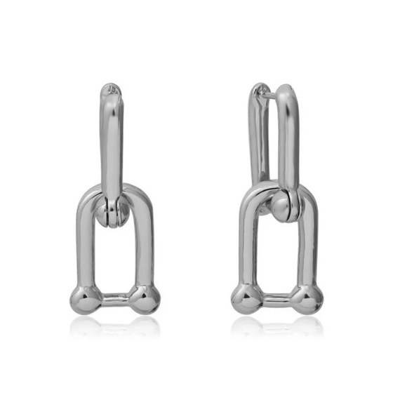 NEW 925 STERLING SILVER U-SHAPE HOOP EARRINGS - Picture 3 of 6